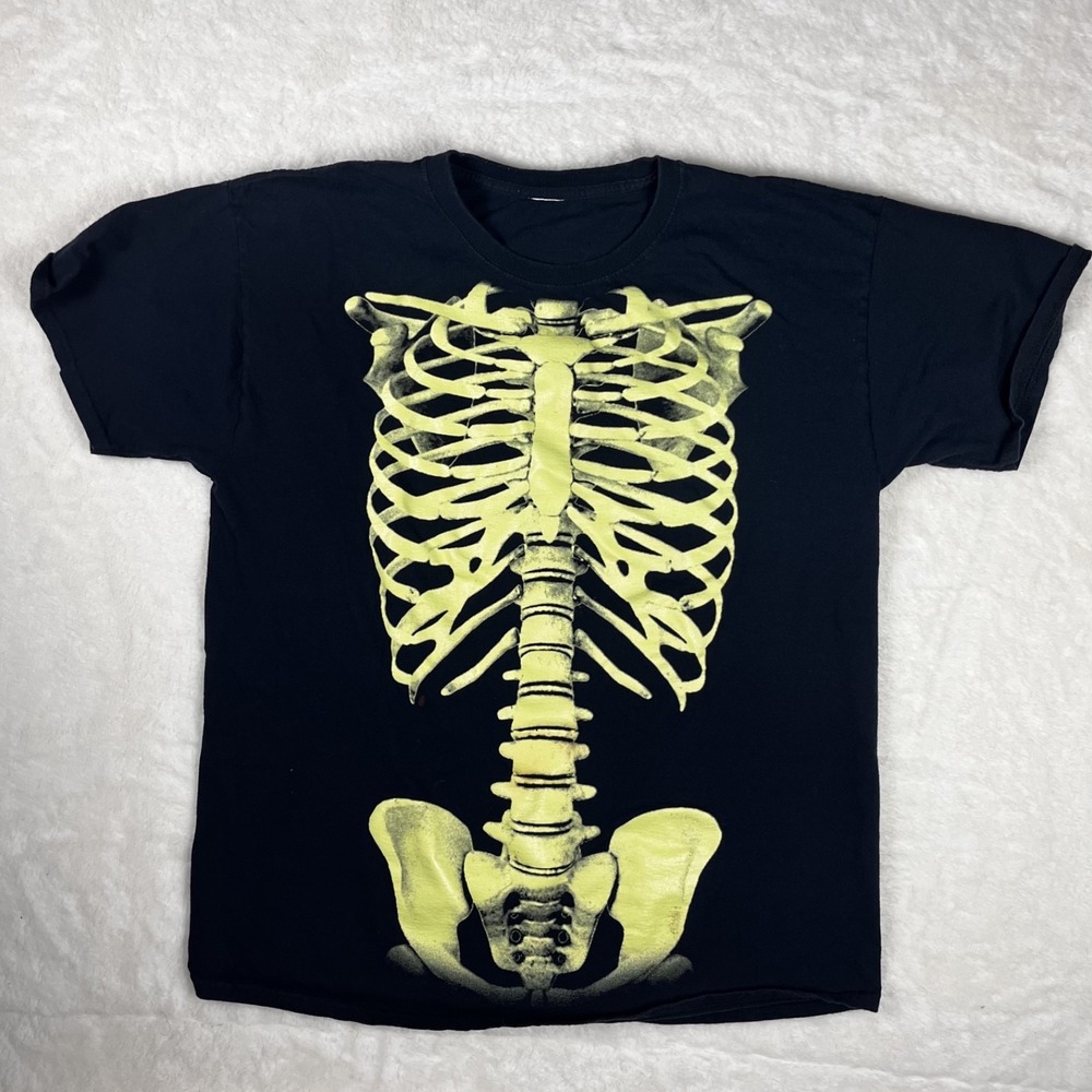 skeleton t shirt navy blue size large